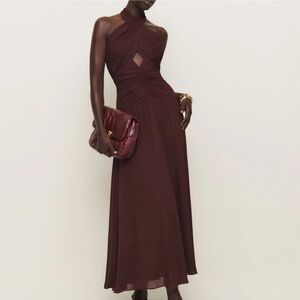 REFORMATION Cari Dress - burgundy/brown Halter Dress